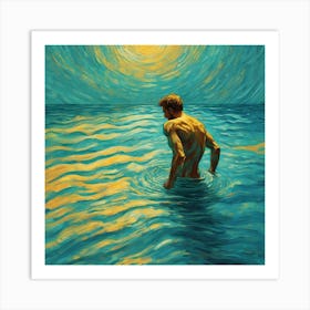 Man In The Ocean Art Print