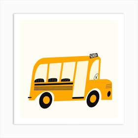 All Together School Bus Square Art Print