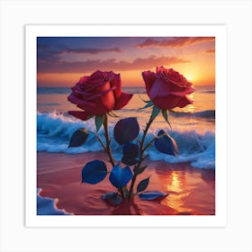 Roses On The Beach Art Print