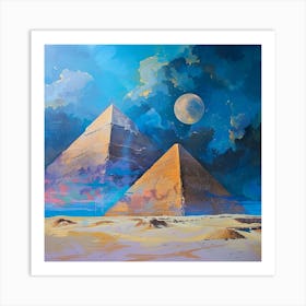 A Pyramids Of Giza Oil Painting Illustration 1719955498 4 Art Print