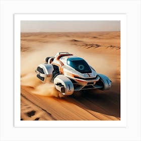 Futuristic Car In The Desert Art Print
