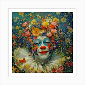 Clown With Flowers 1 Art Print