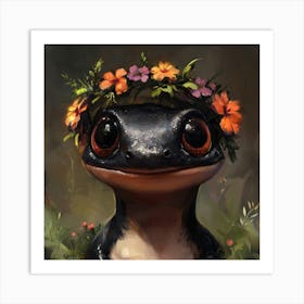 Frog In A Flower Crown Poster