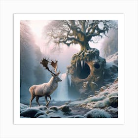 Deer In The Forest 43 Art Print