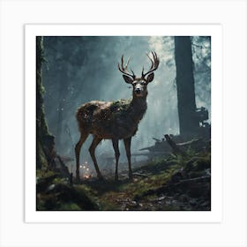 Deer In The Forest 49 Art Print