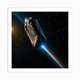 Yellow blue alien artifical asteroid floating in space 2 Art Print