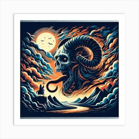 Ram Skull Art Print