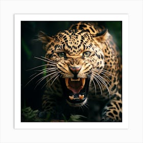Jaguar Roaring In The Jungle 2 Art Print
