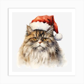 Santa Cat Art Print