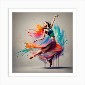 Ballerina With Colorful Splashes 2 Art Print