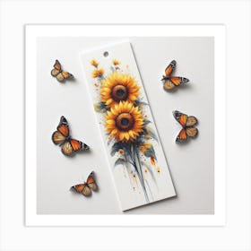 Sunflowers And Butterflies Art Print