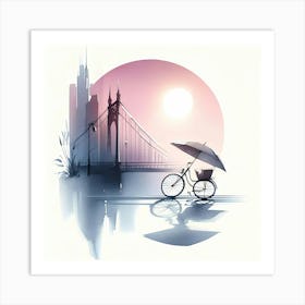 Cityscape With Umbrella Art Print