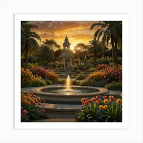 Sunset In The Garden 1 Art Print