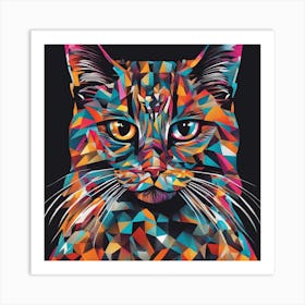 An Image Of A Cat With Letters On A Black Background, In The Style Of Bold Lines, Vivid Colors, Grap (10) Art Print