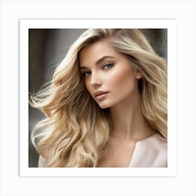 Beautiful Blonde Woman With Long Hair Art Print