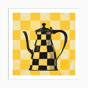 Checkerboard Tea Pot 3 Art Print