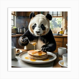 Panda Eating Pancakes Art Print