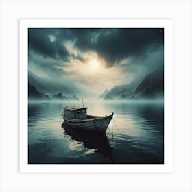 Boat On The Lake 2 Art Print