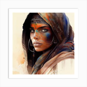 Watercolor Tuareg Woman #9 Art Print