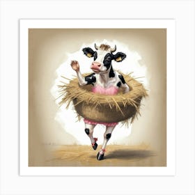 Cow In Hay 3 Art Print