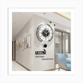 Family Room Wall Clock Art Print