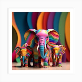 Maraclemente 3d Elephants Vibrant Colors 43 Chibi Style No Nega C053e8c5 4a9b 4bc9 909a 397c66426241 Art Print