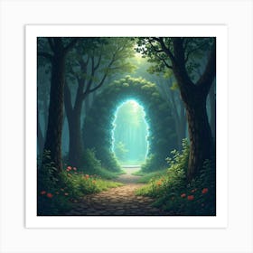 A Shimmering Portal In A Forest Glade Leading To A Hidden World 1 Art Print