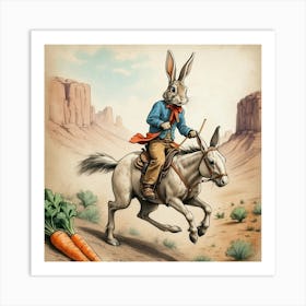 Rabbit On Horseback 1 Art Print