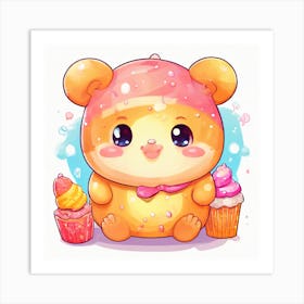 Kawaii Teddy Bear Art Print