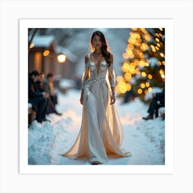 Wedding In The Snow Art Print