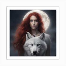 Wolf And Woman 1 Art Print