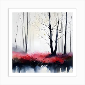 Watercolour Of Trees Art Print