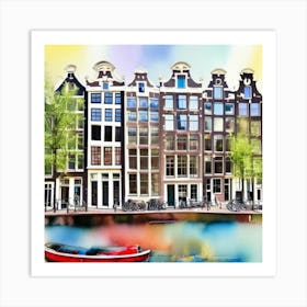 Amsterdam Houses Watercolor Art Print 1 Art Print