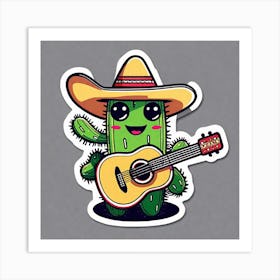 Cactus With Guitar 8 Art Print