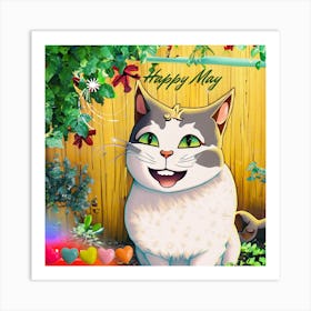 Happy May with my cat Art Print