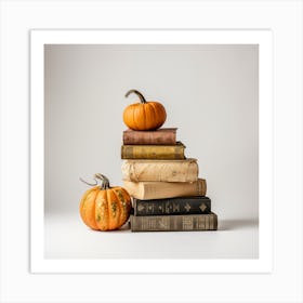 Pumpkins On Books 2 Art Print