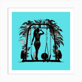 Silhouette Of A Woman At The Gym Art Print