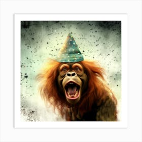 Orangutan With Party Hat Art Print