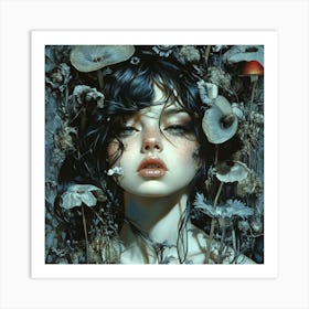 'The Girl With The Mushrooms' Art Print