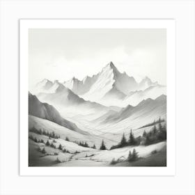 Mountain Ranges Simple Pencil Outlines Of Mountain Ranges 1 Art Print