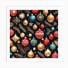 Christmas Ornaments Seamless Pattern 2 Art Print