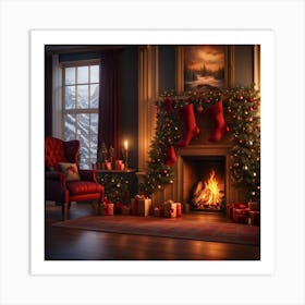 Christmas In The Living Room Art Print