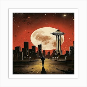 Default Draw The Space Needle In The Background Surrounded By 1 Art Print