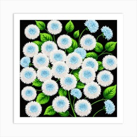 Blue Chrysanthemums 6 Art Print