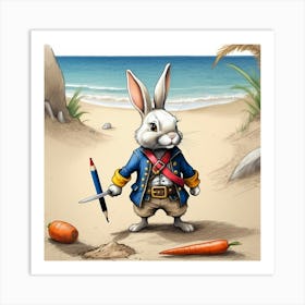 Rabbit On The Beach 2 Art Print