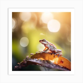 Frog On Leaf Art Print