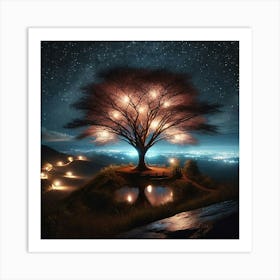 Tree At Night 1 Art Print