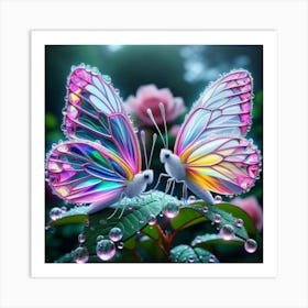 Butterfly With Water Droplets Art Print