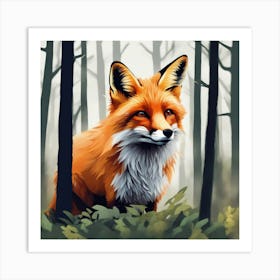 Fox In The Woods 3 Art Print