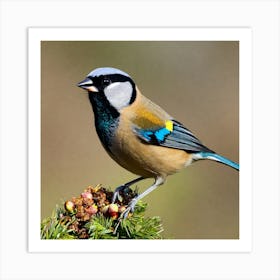 Tit on branch 64 Art Print